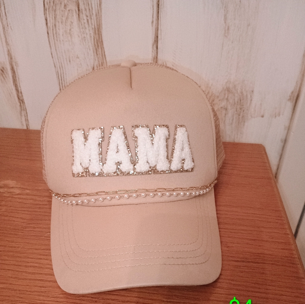 Tan 'MAMA' Cap with White Lettering